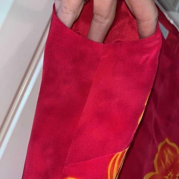 Beautiful floral tropical hot pink silk dress midi/maxi size 10 Beachy Hawaii - Picture 12 of 13